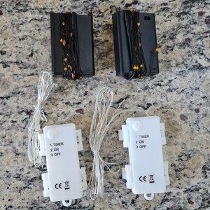 4 SETS TWINKLE MICRO LIGHTS BATTERY OPERATED FALL ORANGE & CHRISTMAS CLEAR